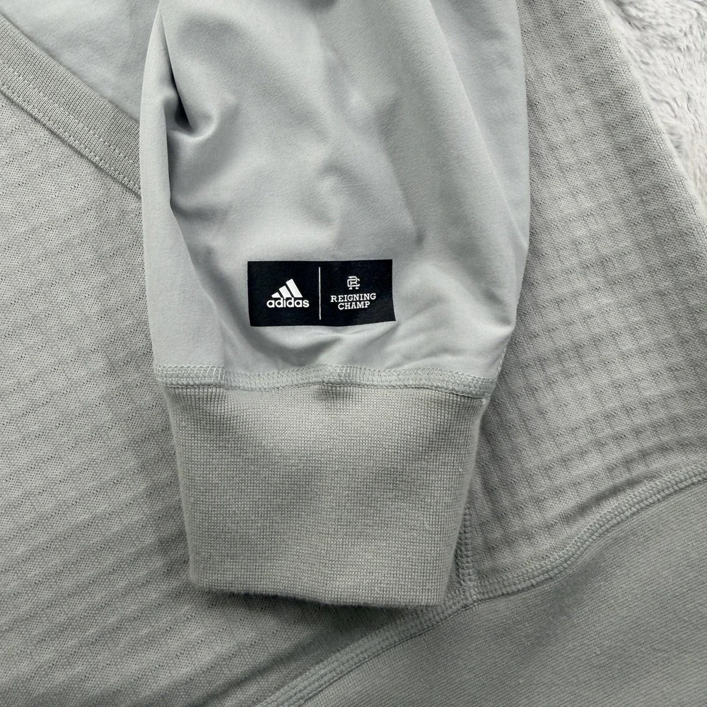 Adidas Reigning Champ Hoodie Mens 2XL Gray Full Zip Hooded Fleece Stretch NWT